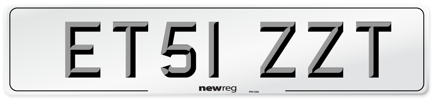 ET51 ZZT Number Plate from New Reg
